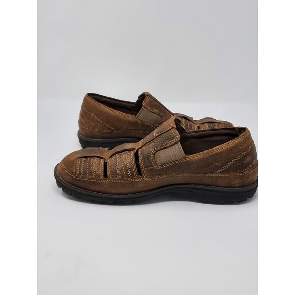 TIMBERLAND BROWN LEATHER SLIP ON CLOSED TOE SHOES COMFORT MEN SIZE 8M - Picture 3 of 14